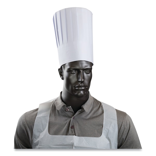 Pleated Chef's Hats, Paper, Adjustable, 10 In. Tall, One Size, White, 24PK